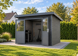 Linholm WPC Gartenhaus Linia 2824 inkl. Dachrinnen-Set, 2-farbig in Grau/Anthrazit