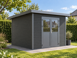 Linholm  WPC Gartenhaus Linia 2828 inkl. Dachrinnen-Set, 2-farbig in Grau/Anthrazit
